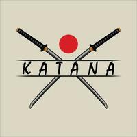 conception d'illustration vectorielle de modèle de logo vintage d'épée de katana. concept de logo d'emblème d'épée japonaise moderne. épée pour samouraï guerrier japonais logo concept vecteur design vintage