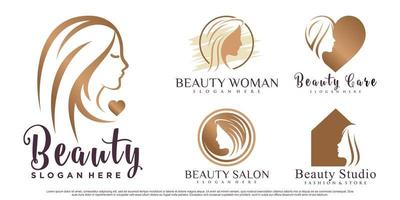 beauté femmes icon set logo design inspiration pour salon avec élément créatif vecteur premium