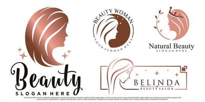 beauté femmes icon set logo design inspiration pour salon avec élément créatif vecteur premium