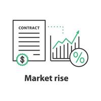 icône de concept de processus de croissance du marché. illustration de la ligne mince de l'idée de hausse des bénéfices. dessin de contour isolé de vecteur