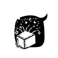 boîte d'illustration avec symbole créatif d'idées en couleur noire dans un style doodle vecteur
