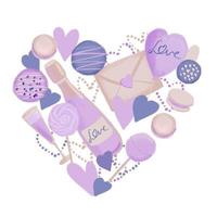 forme de coeur avec illustration de fond d'amour en couleur violet rose vecteur