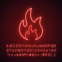 icône de néon de feu. feu. signe lumineux avec alphabet, chiffres et symboles. illustration vectorielle isolée vecteur