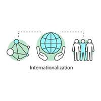 icône de concept d'internationalisation. idée de socialisation illustration fine ligne. mondialisation. relations internationales. la mise en réseau. dessin de contour isolé de vecteur