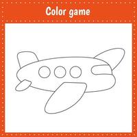 Coloriage d'un avion pour les enfants vecteur