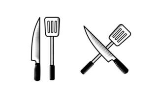 Illustration couleur de couteau et spatule sur fond isolé