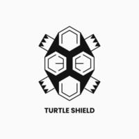 concept de logo de bouclier de tortue. logotype simple, linéaire et plat. adapté au logo, à l'icône, au symbole, à la mascotte et au signe. comme le logo animal et protection vecteur