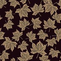 laisse un motif sans couture gravé d'érable. fond vintage botanique avec feuillage canadien dans un style dessiné à la main. vecteur