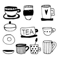définir des vecteurs doodles tasse de thé vecteur