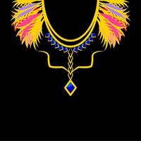 collier ethnique géométrique, encolure broderie motif traditionnel coloré pour vêtements femme, bijoux, chemises à col, t-shirt. vecteur