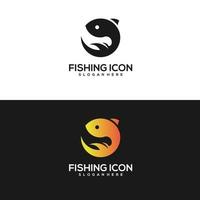 poisson vintage logo dégradé or vecteur