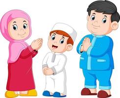 famille musulmane heureuse vecteur
