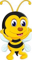 dessin animé mignon abeille volant vecteur