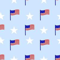 modèle sans couture avec drapeau américain, étoiles. couleur rouge, bleu, blanc. arrière-plan patriotique. illustration vectorielle. comme modèle pour le papier d'emballage, le papier peint, le textile de vêtements en tissu.