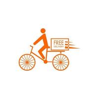 icône de vecteur de livraison de nourriture avec vélo. isolé sur fond blanc.