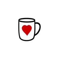 café. une tasse avec coeur sur fond blanc. vecteur