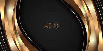 courbe couleur dorée lisse avec fond noir pour un fond élégant de luxe pour primé