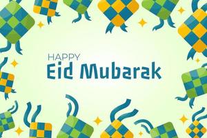 fond eid mubarak avec dessin vectoriel ketupat