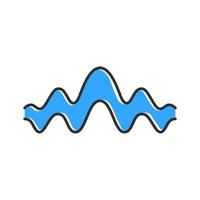 icône de couleur d'onde de fluide bleu. lignes ondulées fluides. rythme musical, onde sonore numérique, forme d'onde mélodique. égaliseur, courbe abstraite sonore. audio, fréquence stéréo. signe de mouvement. illustration vectorielle isolée vecteur