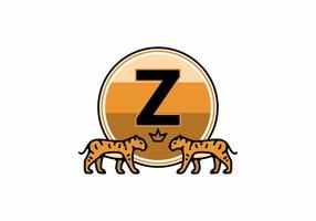 dessin au trait deux tigres avec lettre initiale z vecteur