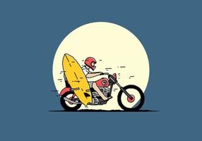 faire de la moto avec illustration de planche de surf vecteur