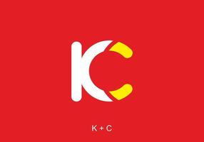 couleur blanche jaune et rouge de la lettre initiale kc vecteur