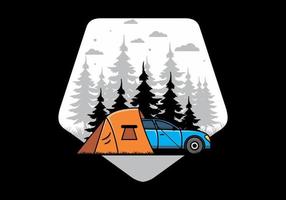 camping de nuit avec illustration de voiture vecteur