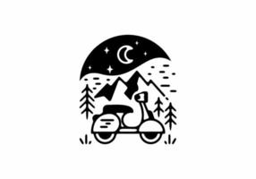 illustration de dessin au trait scooter de nuit vecteur
