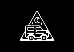 blanc sur fond noir dessin au trait d'un insigne de voiture hors route vecteur