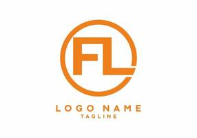 logo de lettre initiale fl orange vecteur