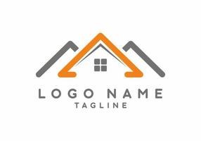 logo immobilier maison grise orange vecteur