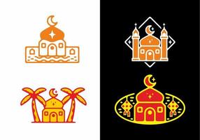 orange jaune rouge de l'illustration plate de la mosquée