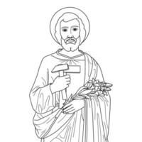 saint joseph le travailleur illustration vectorielle monochrome contour vecteur