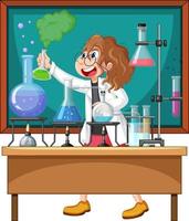 scène de classe avec un scientifique faisant une expérience vecteur