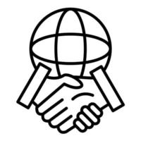 icône de ligne de partenariat mondial vecteur