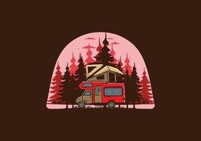 toit de voiture camping dans la jungle illustration vecteur