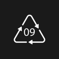 symbole de recyclage en plastique abs 9 icône vectorielle. code de recyclage plastique abs 09. vecteur