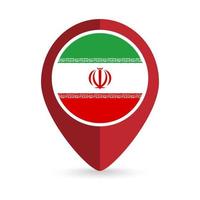 pointeur de carte avec contry iran. drapeau iranien. illustration vectorielle. vecteur