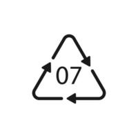 o 07 symbole du code de recyclage. signe de polyéthylène de vecteur de recyclage en plastique.