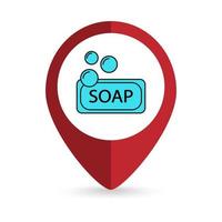 pointeur de carte avec icône de savon. illustration vectorielle. vecteur