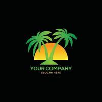 palmier vert, vecteur de conception de logo arbre