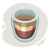 illustration dessinée tasse en verre réaliste avec café parfumé. impression, clipart, icône