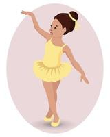 illustration, mignonne petite ballerine en robe jaune et chaussons de pointe. Danseur. impression, clip-art, personnage vecteur