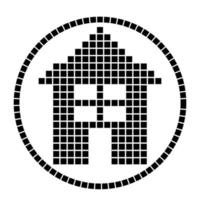 maison pixel dans un cercle vecteur