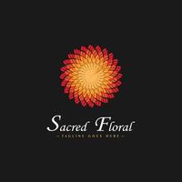 idées d'inspiration de logo de fleur sacrée avec le feu brûlant comme le soleil, logo floral abstrait de fleur sacrée, floral traditionnel, floral rare. symbole de fleur sacrée, idées de logo de fleurs mystérieuses vecteur