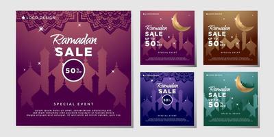 bundle de médias sociaux post ramadhan vente, vecteur eps 10 modèle ramadhan vente plusieurs couleurs