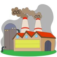 fumée toxique des tuyaux. illustration des émissions de co2. le concept de pollution de l'air par les usines et l'industrie. danger pour l'environnement de l'entreprise. effet du réchauffement à effet de serre dans la ville