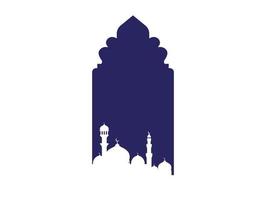 Portes-fenêtres en arc islamique arabe et symbole de silhouette de mosquée isolés vecteur