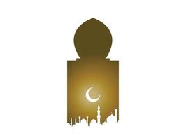 Portes-fenêtres en arc islamique arabe et symbole de silhouette de mosquée isolés vecteur