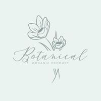 logo dessiné à la main d'élément floral botanique avec fleur et feuilles sauvages. logo pour spa et salon de beauté, magasin bio, mariage, designer floral, etc. vecteur